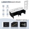 Modern Wall Mounted Bathroom Vanity With Double Resin Sink And Storage Rack - Black Chestnut - Image 8