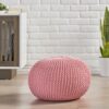 Belle - Modern Knitted Cotton Round Pouf - Pink - Image 4
