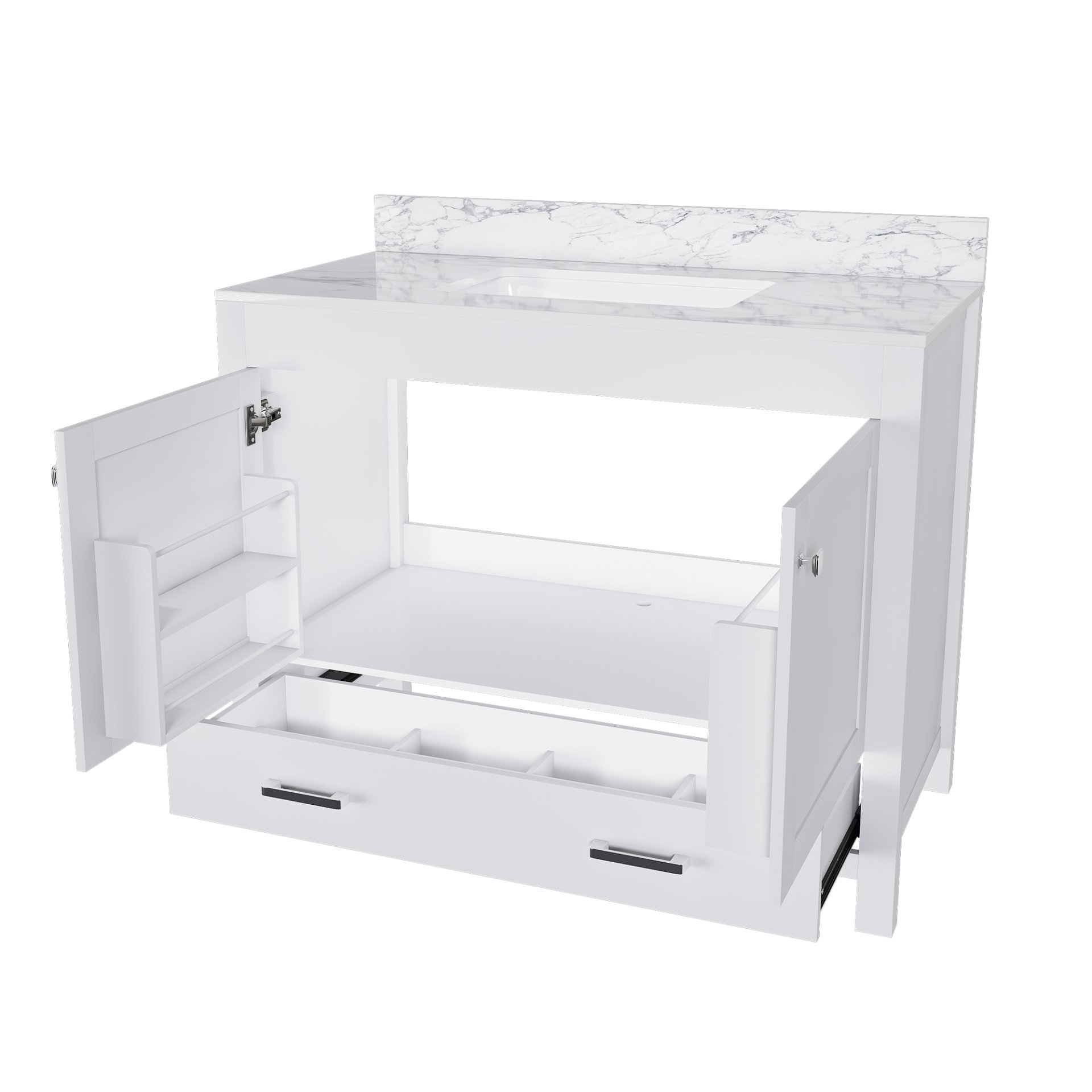 43" Bathroom Vanity, Multi Functional Cabinet - White - Image 15