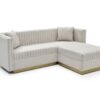 Contemporary Vertical Channel Tufted Velvet Sectional Sofa For Living Room Apartment With Ottoman And 4 Pillows - Beige - Image 9