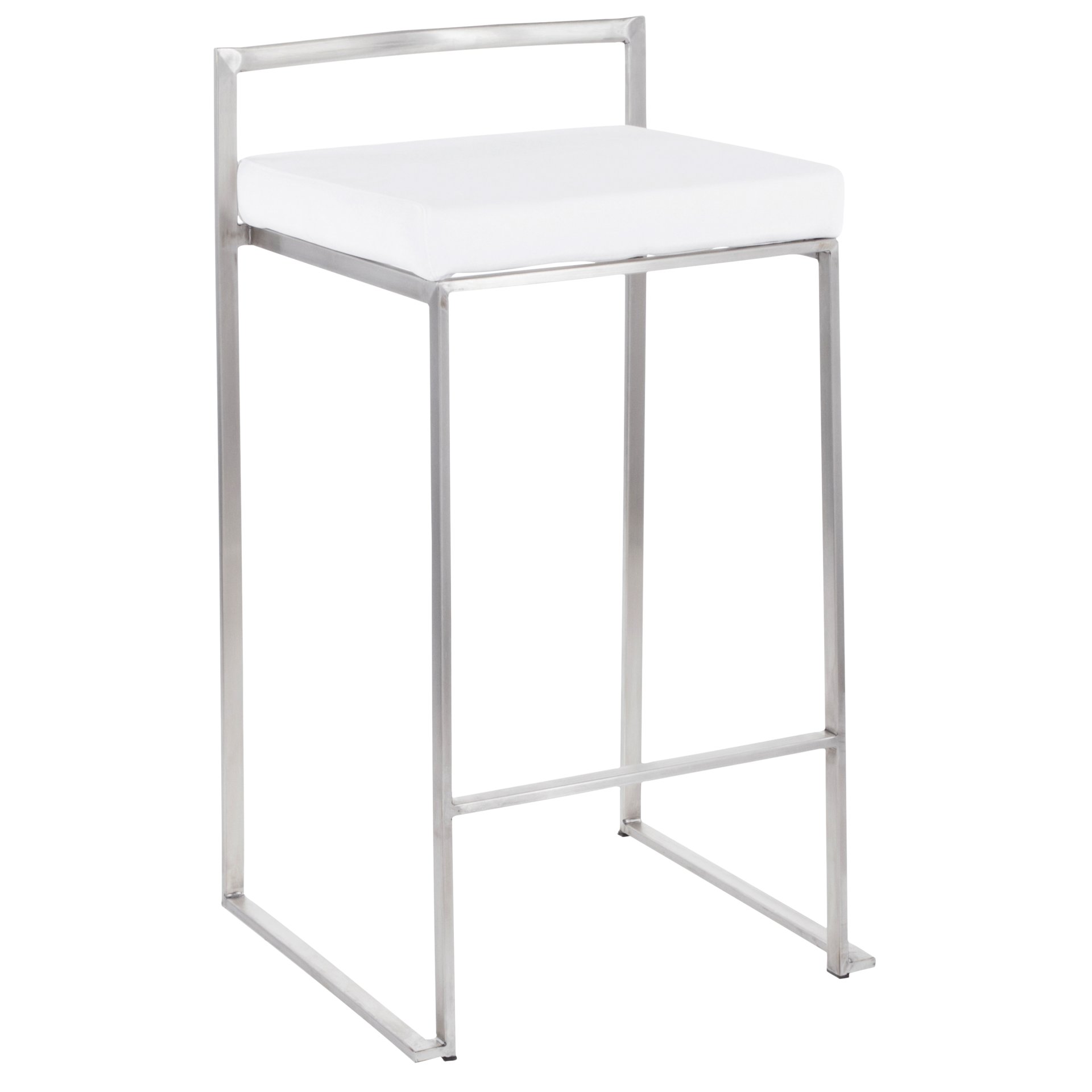 Fuji - Contemporary Stackable Counter Stool (Set of 3) - White - Velvet - Image 2