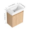 Minimalist Wall Mounted Bathroom Vanity With Ceramic Sink And Storage Cabinet - Oak - Image 3
