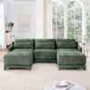 Elegant 3 Seater Sofa With Movable Ottomans And Lumbar Pillow - Green - Image 19