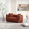 Soft Beanbag Chair With High Resilience Foam Core For Two People, The Comfortable Square Recliner Sofa Is Ideal For Family Members And Friends Engaged In Games, Reading, Watching TV - Red / Brown - Image 8