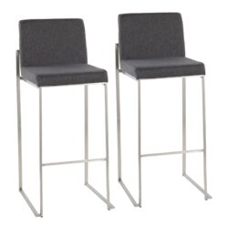 Fuji - Contemporary High Back Barstool (Set of 2) - Charcoal