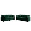 Modern Fabric Living Room Sofa Set, (Set of 2) Sofas With Cushions Corduroy Upholstery - Green - Image 15