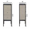 Faux Leather Nightstand, 3 Drawer - Black - Image 3