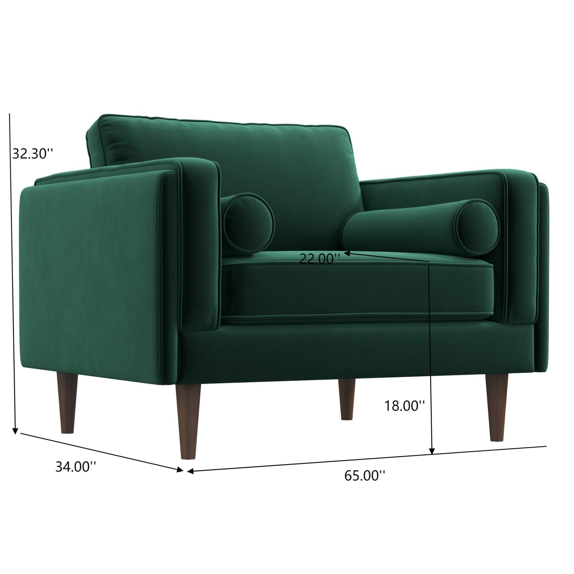 Amber - Velvet Lounge Chair - Brown / Dark Green - Image 3
