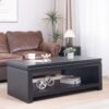 Modern Coffee Table With Beaded Trim, Solid Finish, Contemporary Living Room Accent Furniture - Black - Image 2