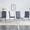Armless Dining Chairs, Grid And Buckle Design Of The Back (Set of 4) - Gray - Image 4