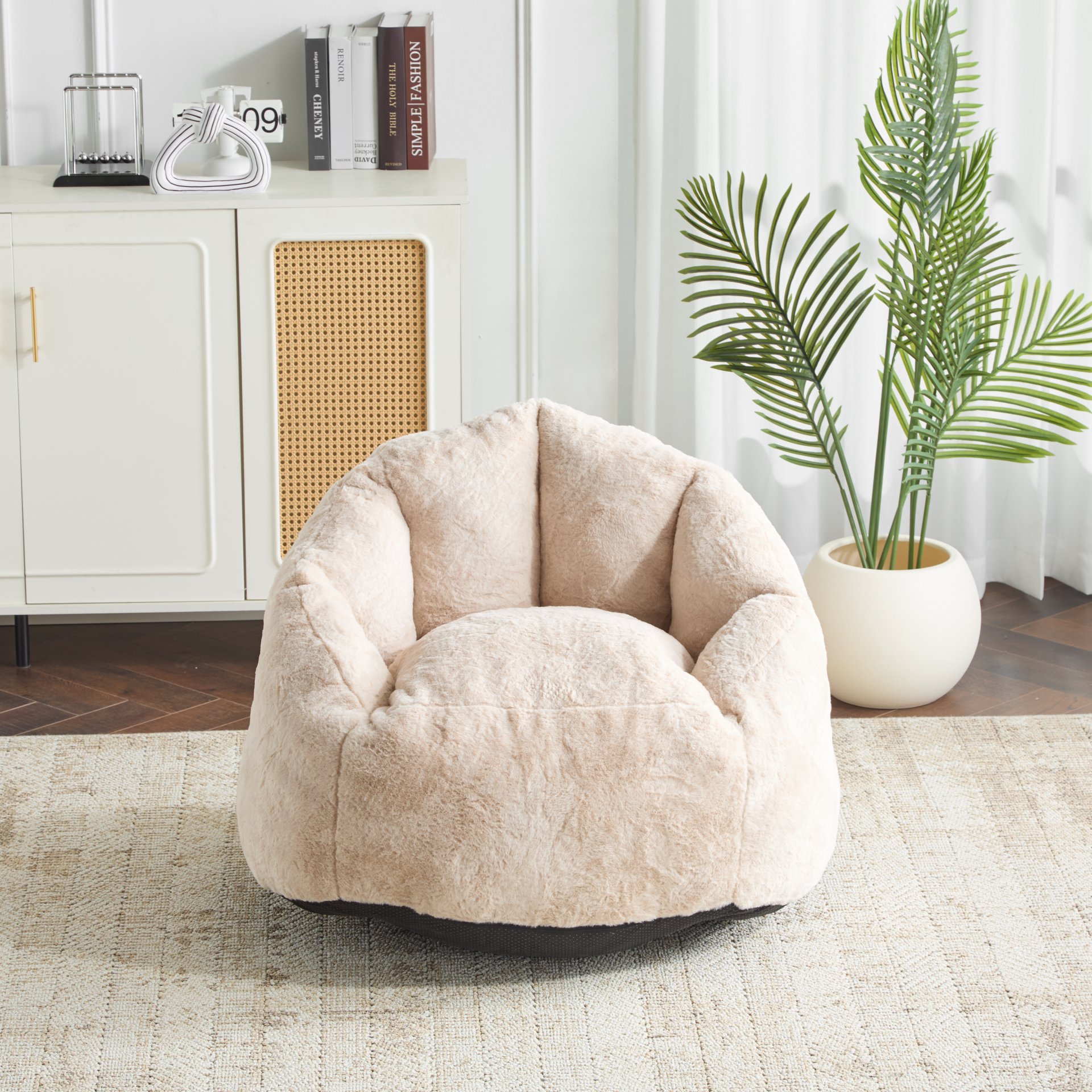 Albi - Indoor Cozy Armchair Style Bean Bag - Beige - Image 2