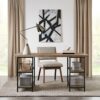 Industrial Style Metal Frame Accent Desk With Side Shelving - Gray - Image 2