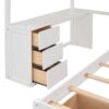 Full Over Twin Bunk Bed With Desk, Drawers And Shelves - White - Image 14