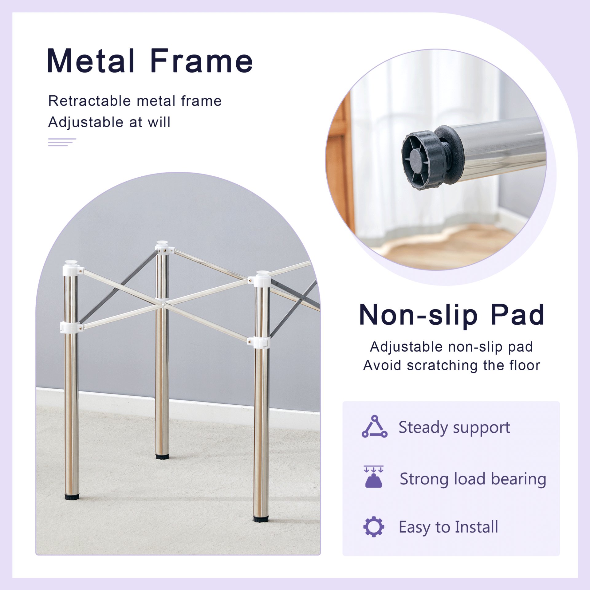 Simple Silver Stainless Steel Folding Table Frame Multifunctional Space Saving Design.Separate Folding Table Legs That Can Be Paired With Various Sizes And Styles Of Tabletops - Silver - Image 8