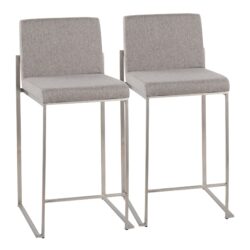 Fuji - Contemporary High Back Counter Stool (Set of 2) - Gray