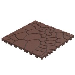 Stone Texture 12" Patio Deck Tiles, Diy - Module Interlocking Decking Tiles Floor Tile, Easy And Quick Installation Court Tiles For Porch Poolside Balcony Backyard 44 Pieces - Red Brown