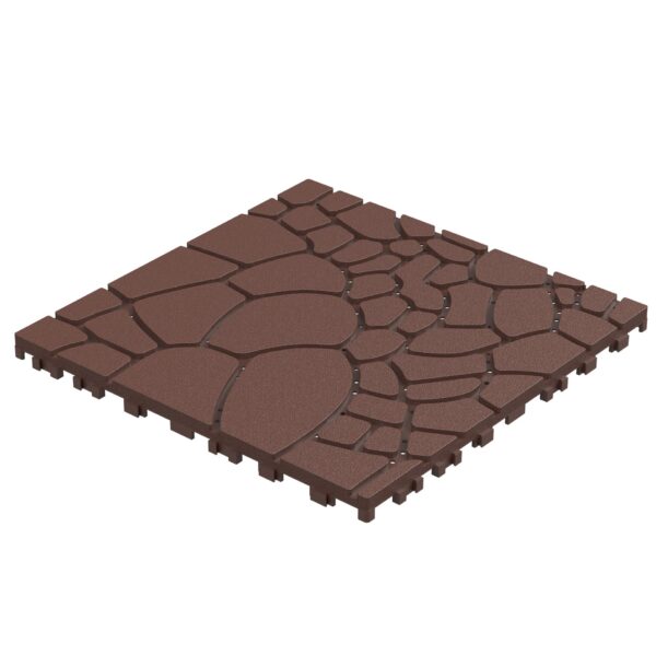 Stone Texture 12" Patio Deck Tiles, Diy - Module Interlocking Decking Tiles Floor Tile, Easy And Quick Installation Court Tiles For Porch Poolside Balcony Backyard 44 Pieces - Red Brown