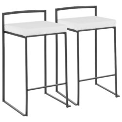 Fuji - Contemporary Stackable Counter Stool (Set of 2) - White / Black
