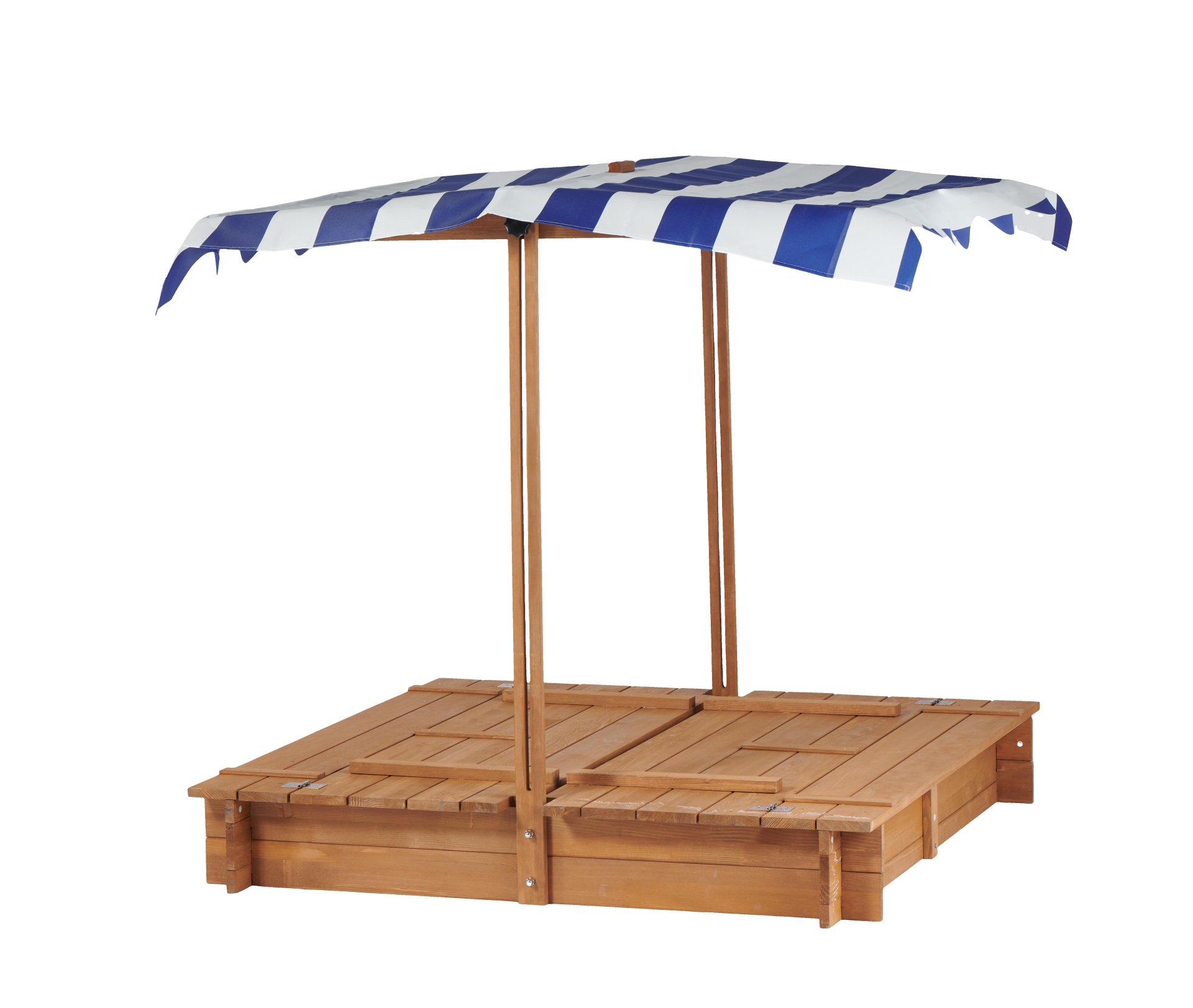 Kids Sandbox With Adjustable Cover, Sand Box With 2 Foldable Bench Seats, Outdoor Sandpit For Backyard Play - Light Brown - Image 11