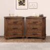 Rustic Farmhouse Nightstand (Set of 2) With 3 Drawers - Natural - Image 2
