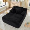 Modern Velvet Fabric Single Lazy Sofa Lounge Chair, Indoor Use - Black - Image 4