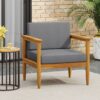 Outdoor Club Chair, Patio Chair With Teak Acacia Wood Frame - Dark Gray - Image 6