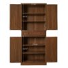 4 Door Cabinet With 1 Drawer, With 4 Adjustable Inner Shelves, Storage Cabinet - Walnut - Image 5