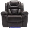 3 Pieces Recliner Sofa Sets Home Theater Seating Manual Recliner Chair With Center Console And Led Light Strip For Living Room - Brown - Image 22