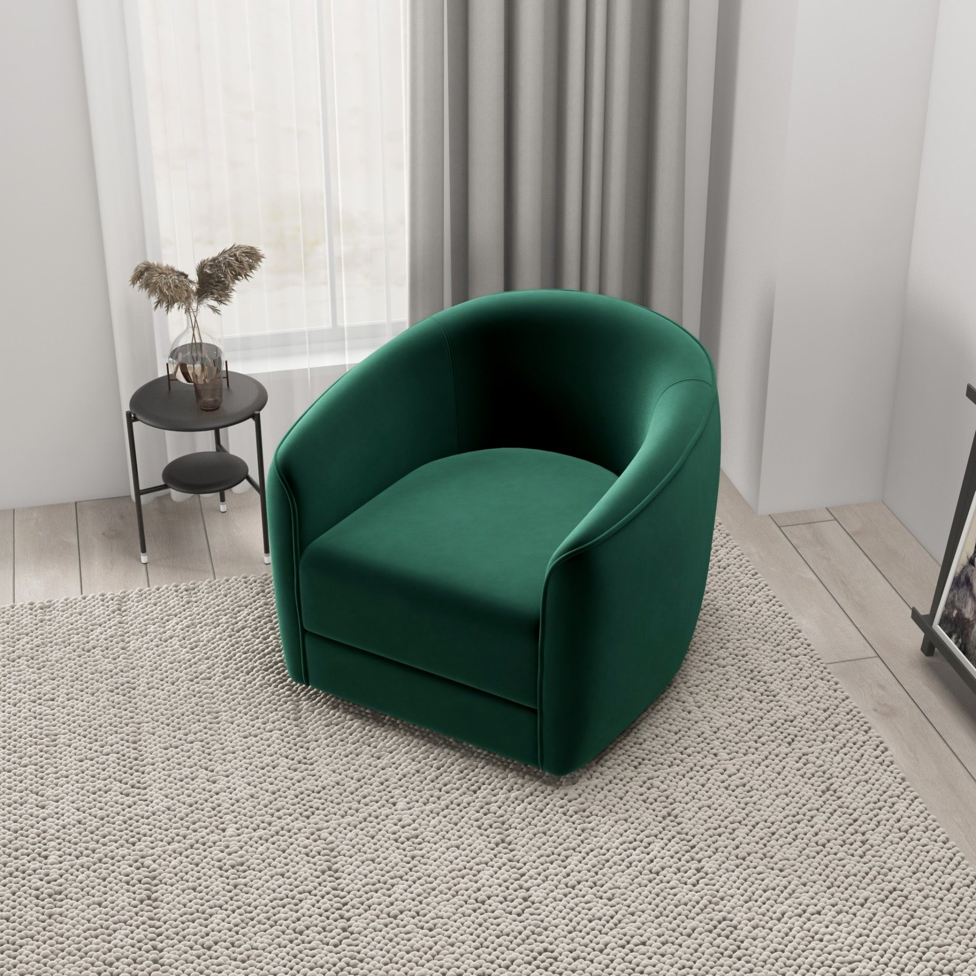 Elise - Mid-Century Modern Swivel Chair - Dark Green - Image 10