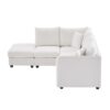 Modern Sectional Sofa With Vertical Stripes, 2 Pillows, 5 Seat Couch With Convertible Ottoman, Various Combinations, L-Shape Indoor Furniture - White - Image 6