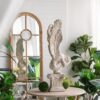 Round Wooden Table With Metal Scrollwork Legs - White Washed - Image 6