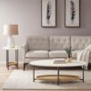 Oval Coffee Table With Metal Legs - White / Natural - Image 5
