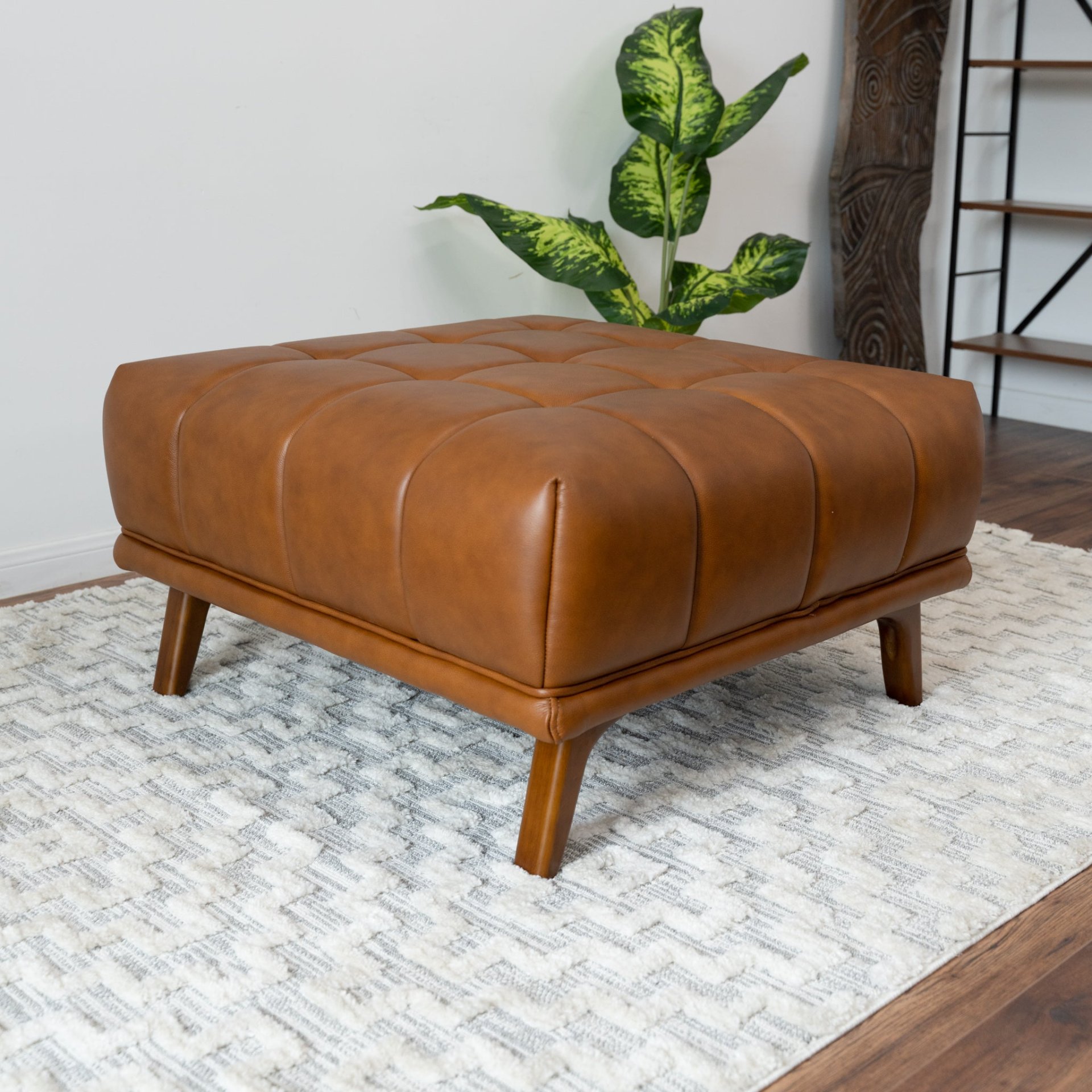 Addison - Square Upholstered Ottoman - Antique Brown / Brown / Cognac - Image 5