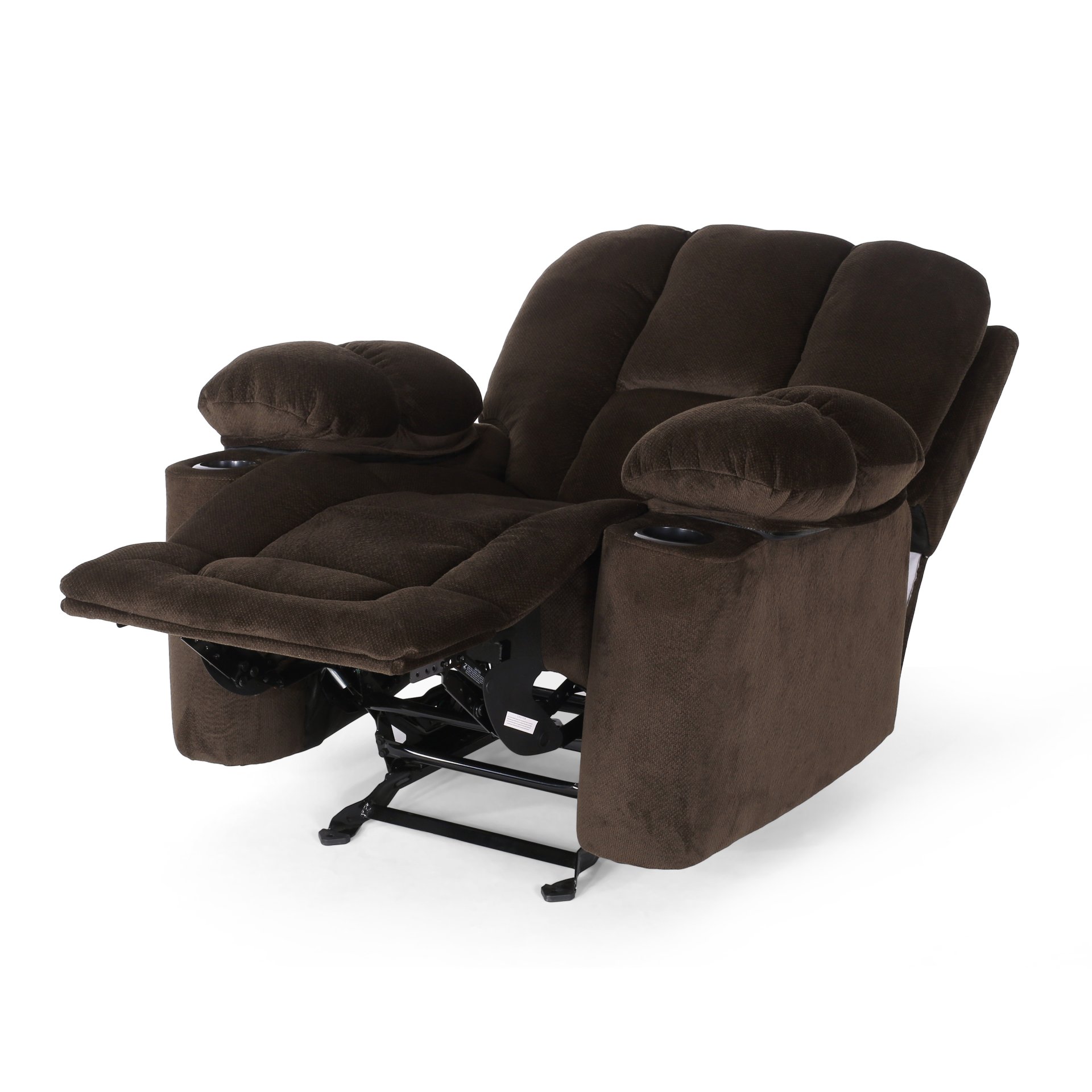 Luxurious Manual Recliner Chair With Skin-Friendly And Dual Cup Holders - Chocolate - Image 5