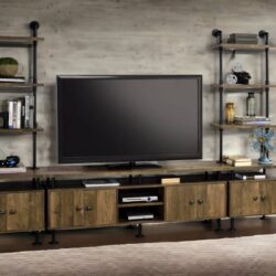 Ensata II - TV Stand - Rustic Oak / Black
