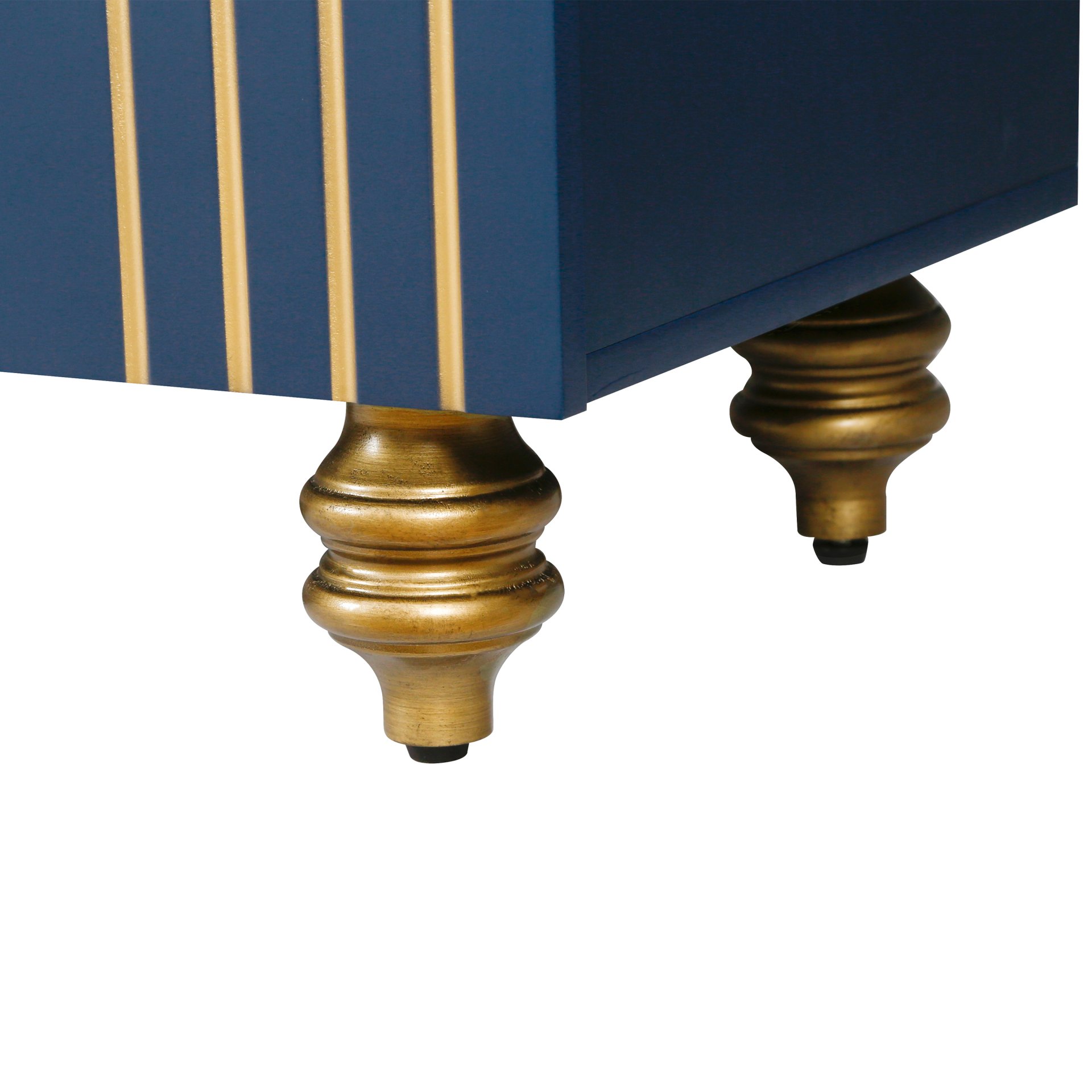 Modern Fluted Sideboard Buffet With Adjustable Shelves, Curve Element With Strict Lines - Navy Blue - Image 6