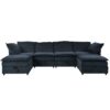 Versatile 6 Piece Modular Sofa Bed With Storage, Stylish Faux Double Layer Cushions, Comfortable & Durable Design, Perfect For Any Living Space - Dark Blue - Image 11