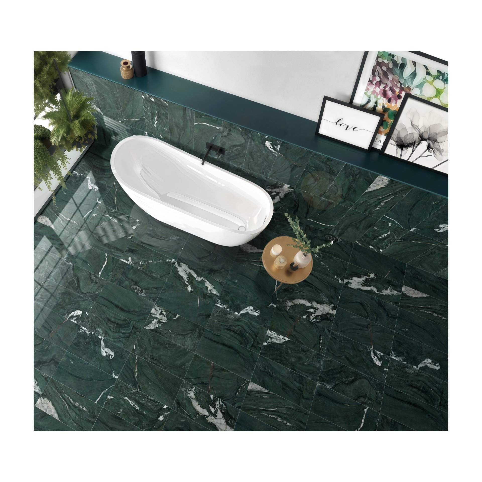 Diamond Polished Marble Tile For Wall And Floor Stone 12 X 24" - Green / Green Multi - Image 8