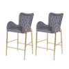 Velvet Fabric Counter Height Bar Stools (Set of 2) With Legs And Footrests, 28.75" - Gray - Image 7