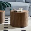 Handcrafted Nested Table Set 2 Pieces, Round Coffee Table - Walnut Color - Image 6