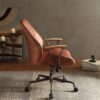 Brancaster - Aluminum Top Grain Leather Office Chair - Coffee - Image 5