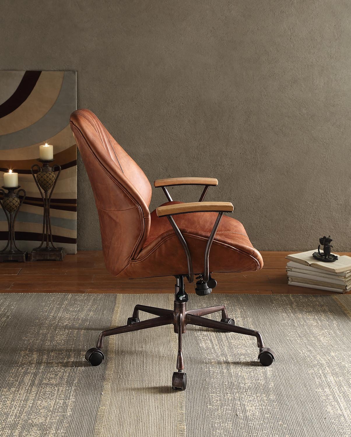 Brancaster - Aluminum Top Grain Leather Office Chair - Coffee - Image 5