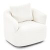 360° Swivel Barrel Sofa Chair With Throw Pillow, Chenille Upholstered Accent Chair - Beige - Image 14