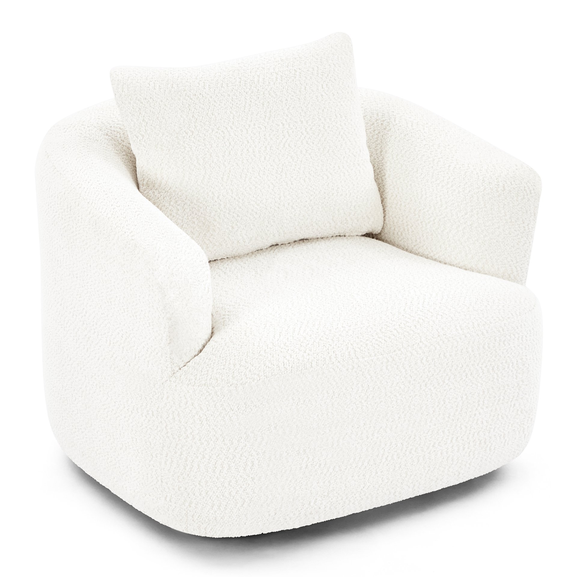 360° Swivel Barrel Sofa Chair With Throw Pillow, Chenille Upholstered Accent Chair - Beige - Image 14