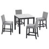 5-Piece Counter Height Dining Table Set With One Faux Marble Top Dining Table And Four Velvet Upholstered Chairs - Gray - Image 14