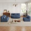 Upholstered Sofa Free Combined Sofa Couch With 2 Chaise Lounge And 5 Back Pillows For Living Room - Blue - Image 10
