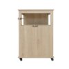Kitchen Island Cart, Rolling Serving Utility Trolley Cart Modern Kitchen Island With Storage Drawer Wine Rack Lockable Casters, Kitchen Cart For Kitchen, Dining Room, Bar Living Room - Natural - Image 8