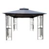 10 X 10 Ft Patio Gazebo Tent With Ventilated Double Roof And Mosquito Net Canopy For Backyard Or Garden - Gray - Image 10