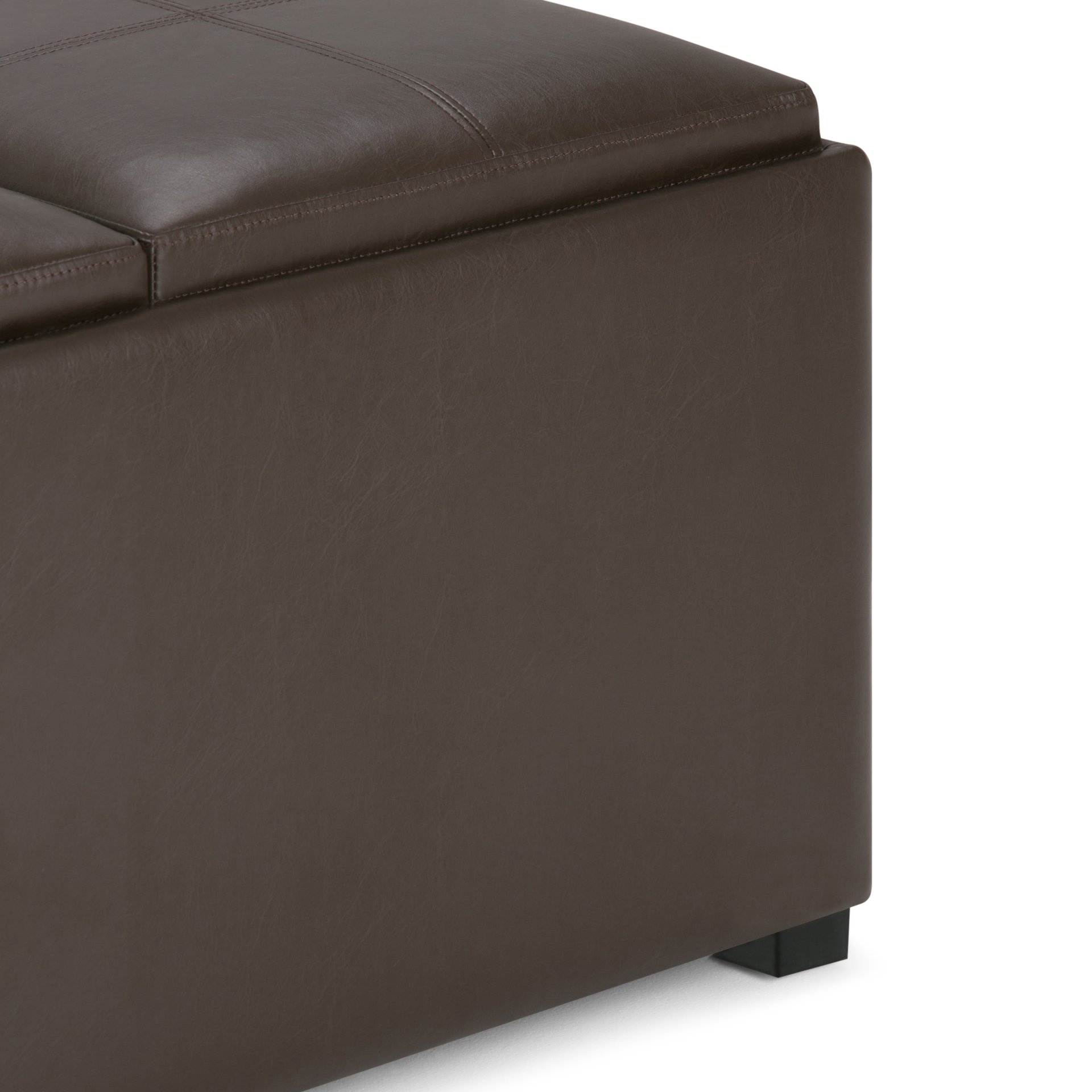 Avalon - Square Coffee Table Storage Ottoman - Chocolate Brown - Image 4