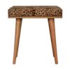 Leopard Velvet Tray Style Footstool - Brown Oak - Image 8